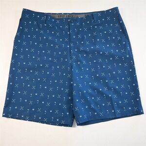 Golf America 42x10" Blue Ball‎ Flag Sticks Print Performance Mens Shorts